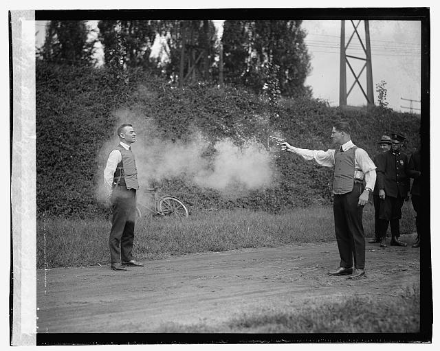 Ballistic vests being tested, September 13, 1923. Image courtesy of the Library of Congress.